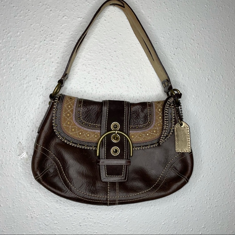 VTG COACH BOHO 90 Y2k Leather & Suede Brown Soho flap 10479  VERY RARE Bag - Picture 3 of 13